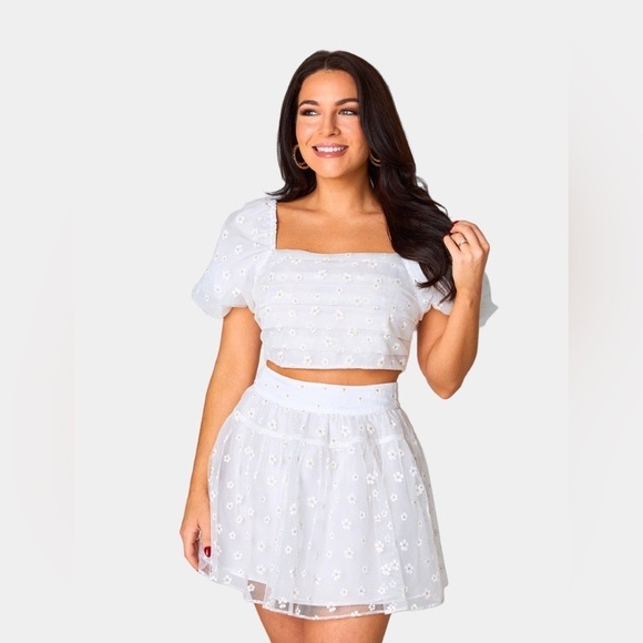 NWOT Buddy Love Cutie Skirt Top Set English Daisy Bridal White & Gold Medium - Picture 3 of 11
